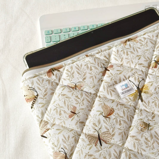 quilted tablet sleeve with insects prints