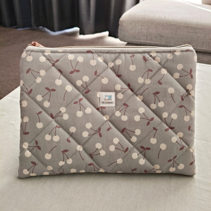 quilted tablet sleeve with cherries prints