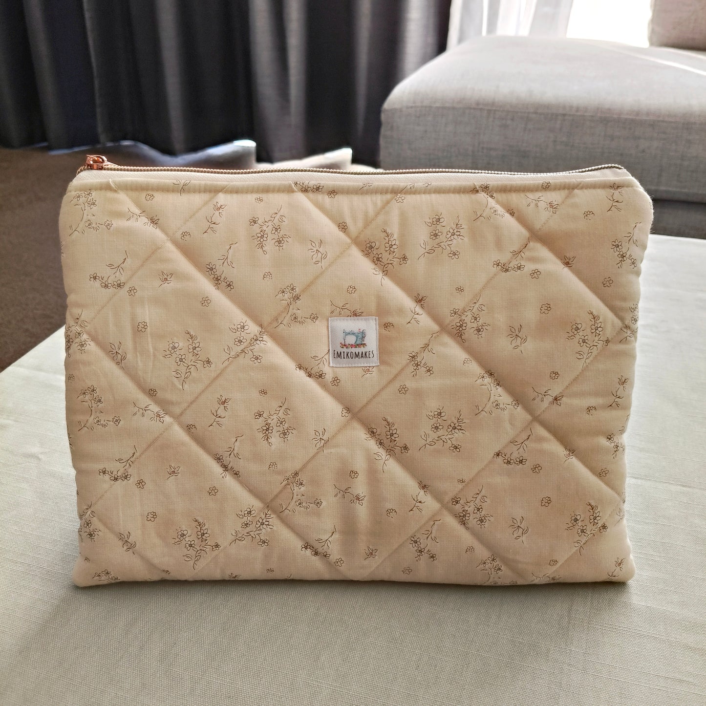 quilted tablet sleeve with florals prints