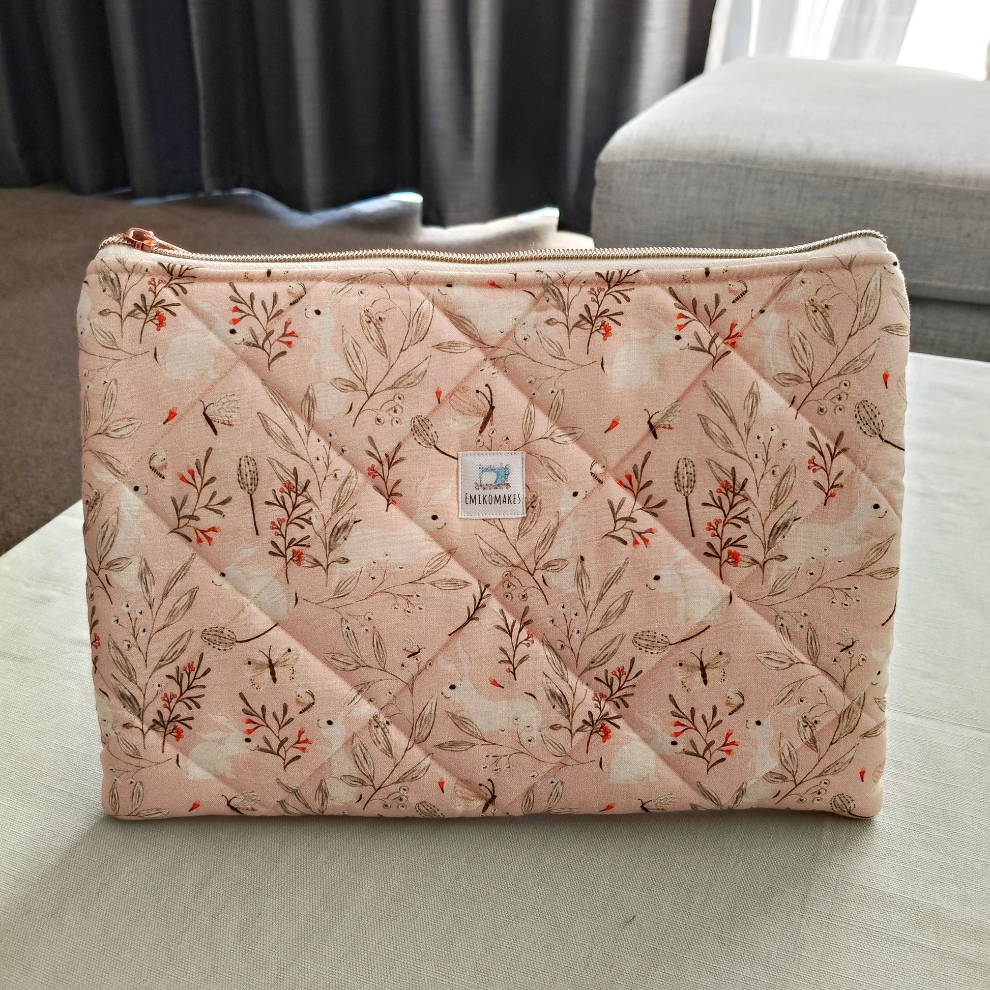 quilted tablet sleeve with rabbits prints