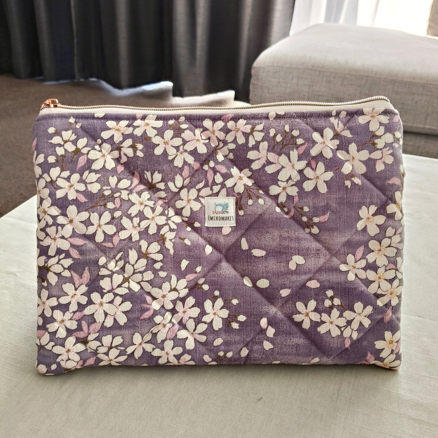 quilted tablet sleeve with japanese florals prints