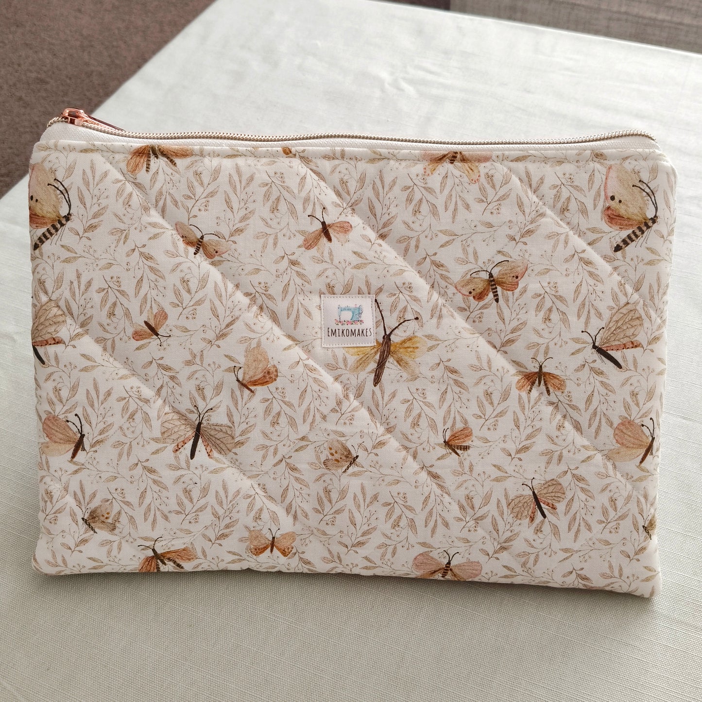 quilted tablet sleeve with insects prints