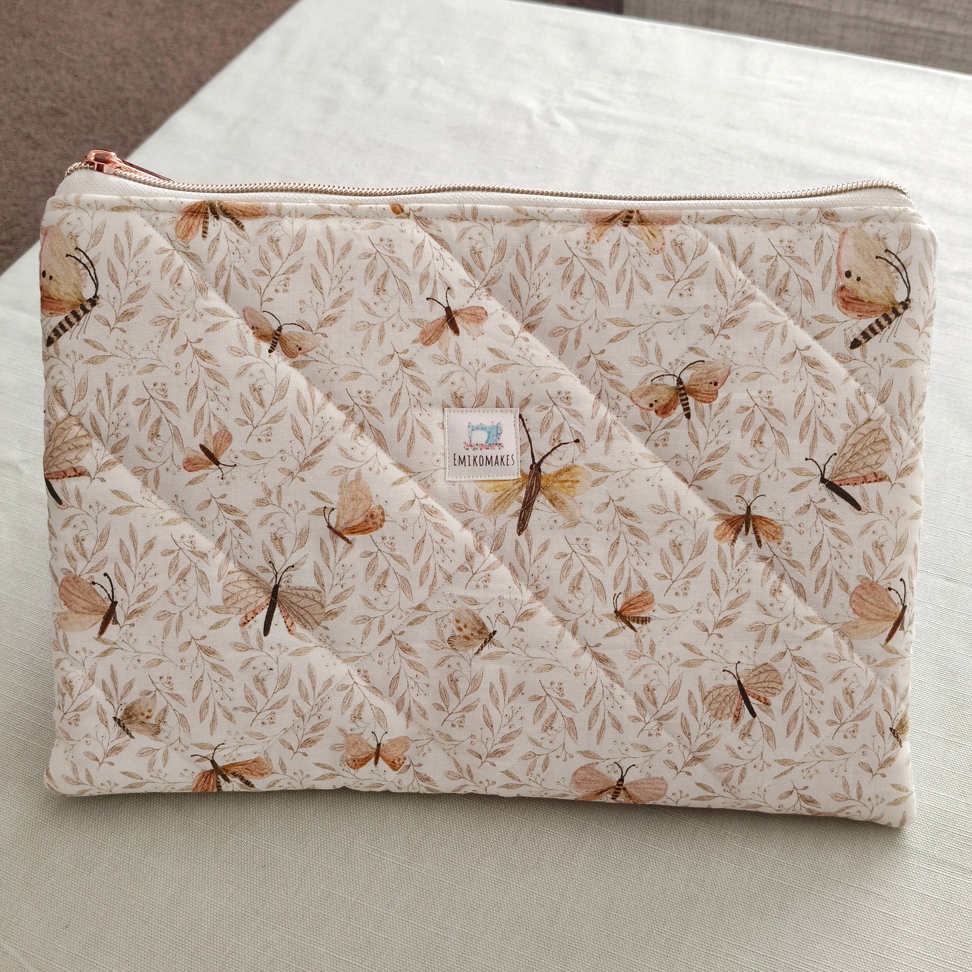 quilted tablet sleeve with insects prints