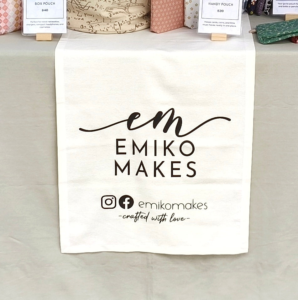 personalised brand name and logo on table runner