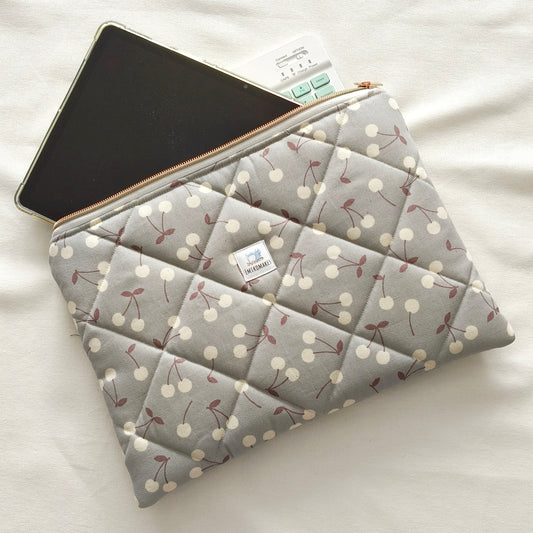quilted tablet sleeve with cherries prints