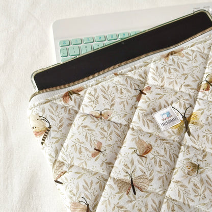 quilted tablet sleeve with insects prints