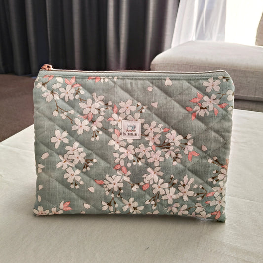 quilted tablet sleeve with japanese floral print